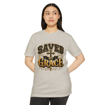 Saved by Grace T-Shirt — Christian Faith Cross Vintage Design