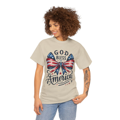 God Bless America T-Shirt — Patriotic USA Bow Fourth of July Tee