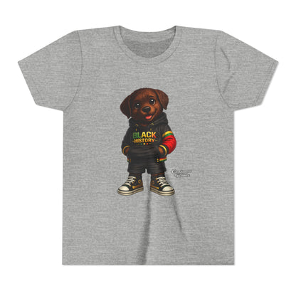 Youth Tee — Cute Puppy 'Black History' Graphic Shirt