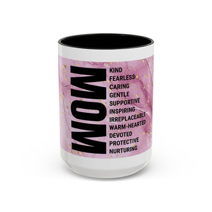 Mom Definition Accent Coffee Mug – Inspirational Pink Marble Mother’s Day Gift (11/15oz)