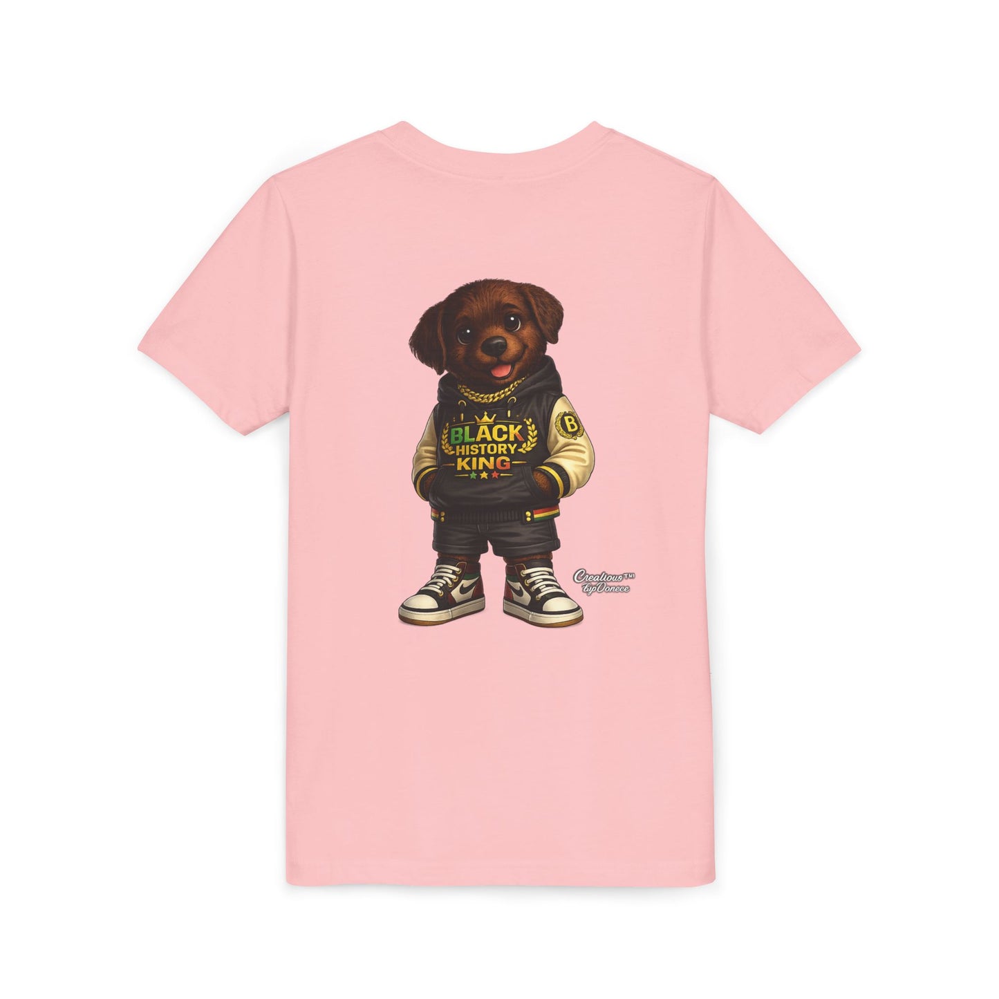 Youth Tee — 'Black History King' Puppy Graphic Shirt
