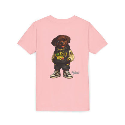 Youth Tee — 'Black History King' Puppy Graphic Shirt