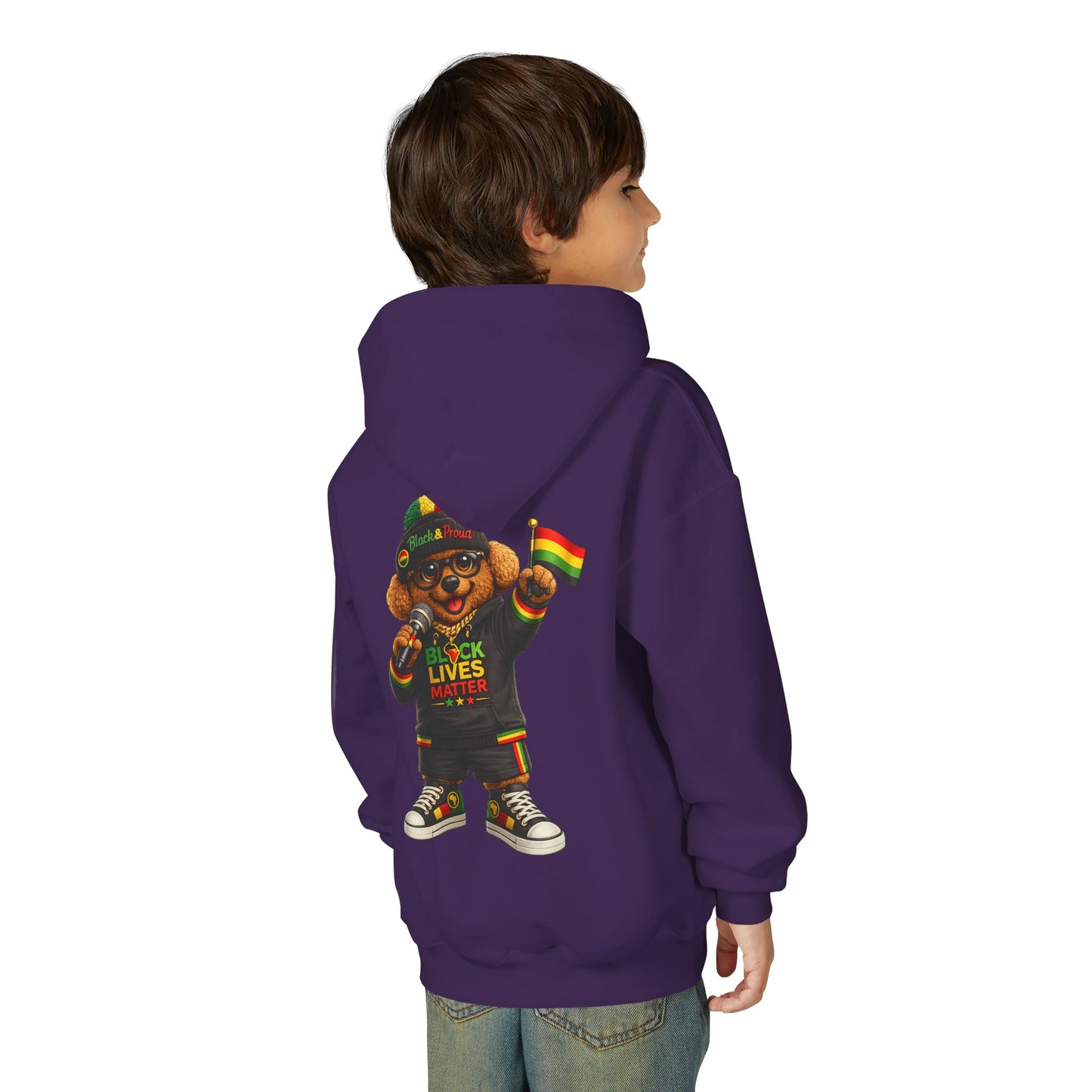 Youth Hoodie — Black Lives Matter Rasta Bear Kids Pullover
