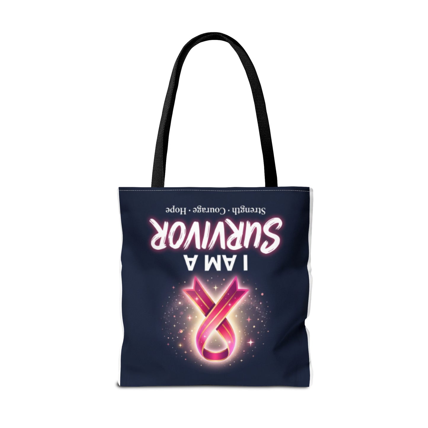 Survivor Ribbon Tote Bag — "I Am A Survivor" Breast Cancer Awareness Tote