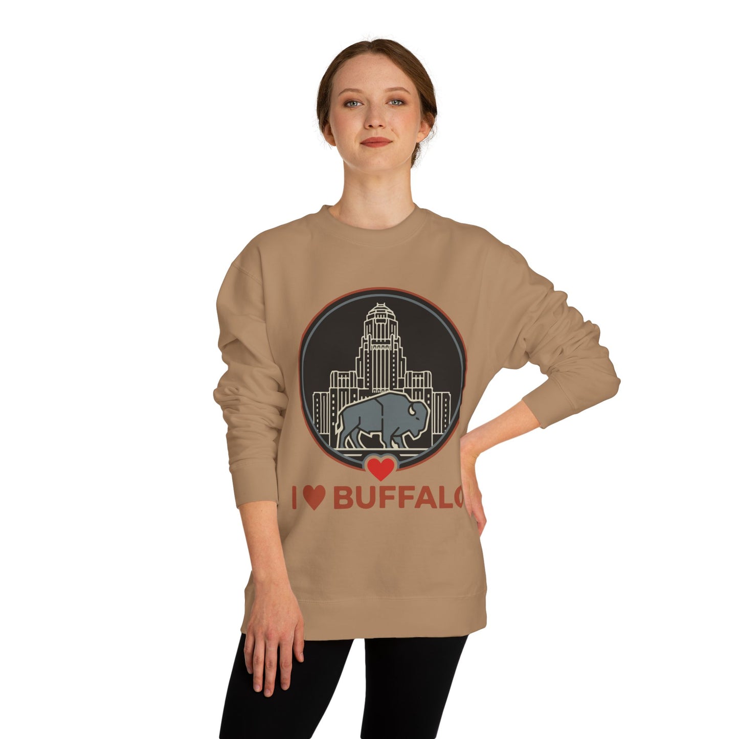 I  Buffalo Sweatshirt — Buffalo Skyline & Bison Graphic Crewneck