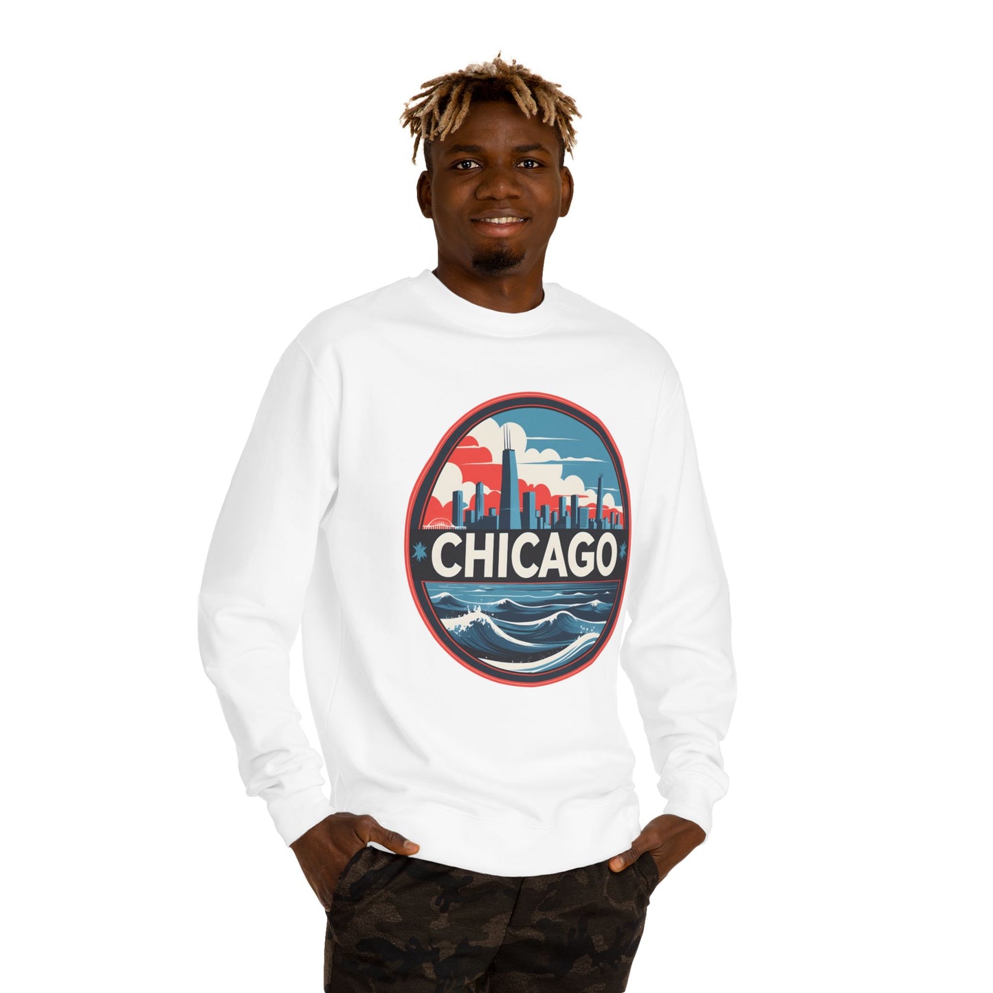 Chicago Skyline Crewneck Sweatshirt — Retro Cityscape Lakefront Design