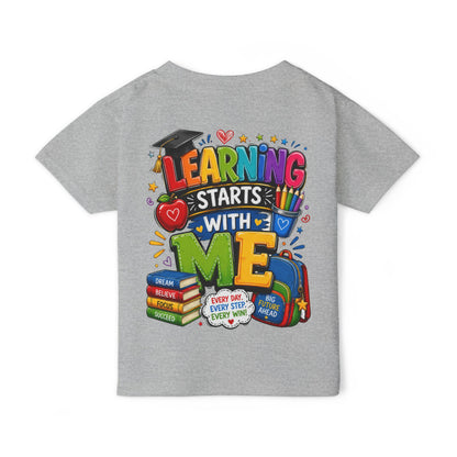 Toddler T-Shirt — "Learning Starts With Me" Colorful Back-to-School Tee