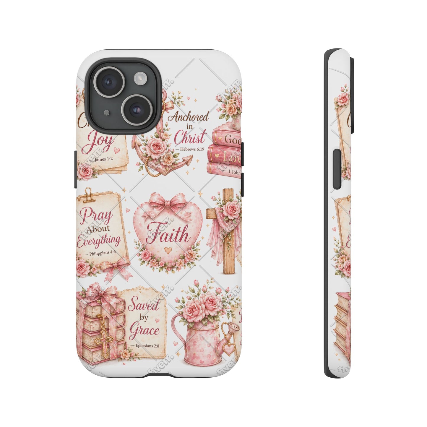 Faith Floral Phone Case – Christian Inspirational Scripture iPhone Cover (Choose Joy, Pray, Faith)
