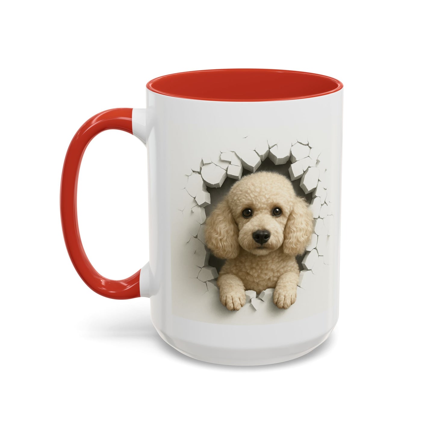 Poodle Peeking Accent Coffee Mug – Cute Dog Lover Gift (11/15oz)