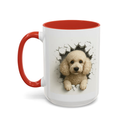 Poodle Peeking Accent Coffee Mug – Cute Dog Lover Gift (11/15oz)