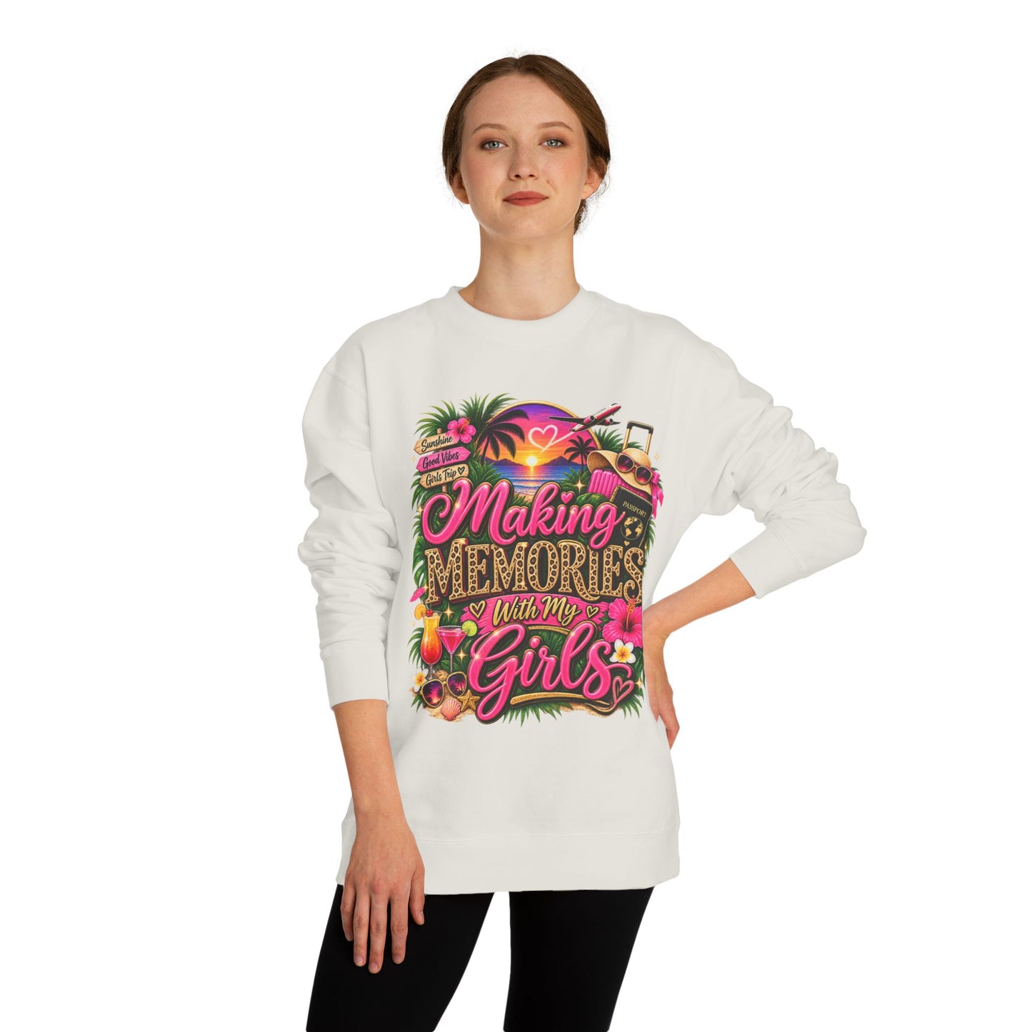 Making Memories With My Girls Crewneck Sweatshirt — Tropical Girls Trip Pullover