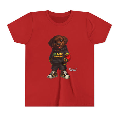 Youth Tee — Cute Puppy 'Black History' Graphic Shirt