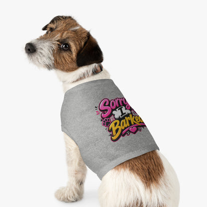 Dog Tank Top — “Sorry I Barked” Cute Paw Print Pet Shirt