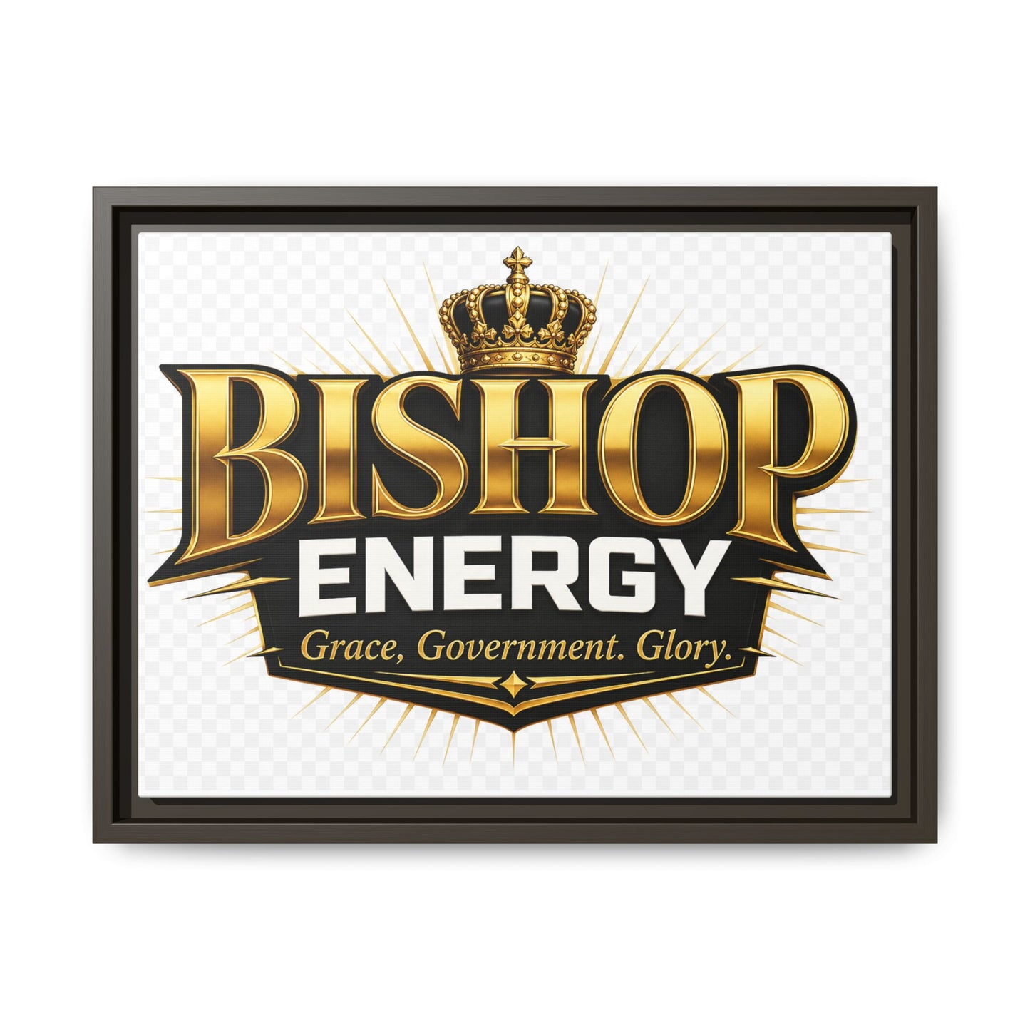 Framed Canvas Art - "Bishop Energy" Gold Crown Logo (Matte)