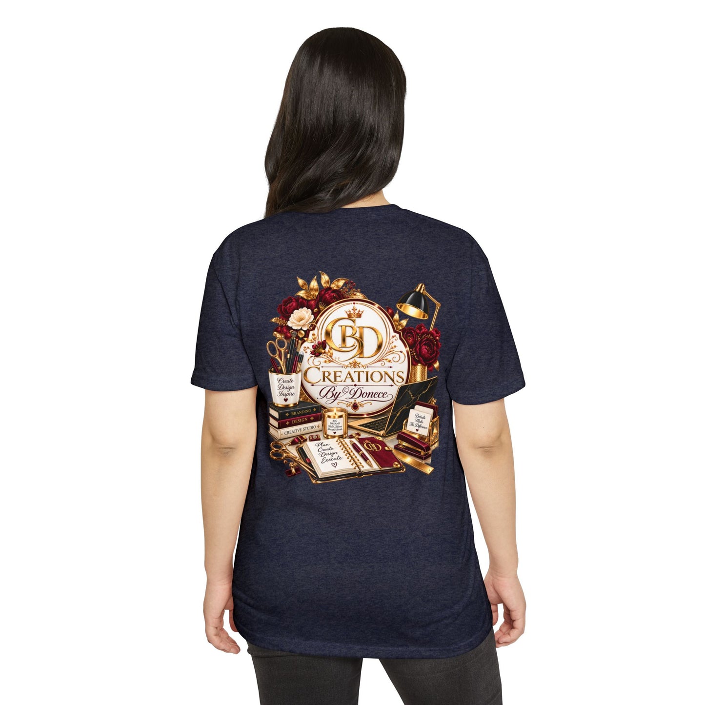 Creations by D’Donne Logo T‑Shirt — Vintage Book & Desk Design