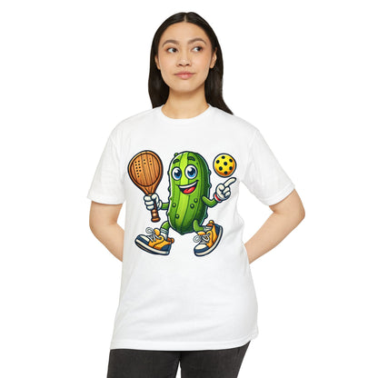 Pickle Pickleball T-Shirt – Cute Pickle Playing Pickleball Graphic Tee