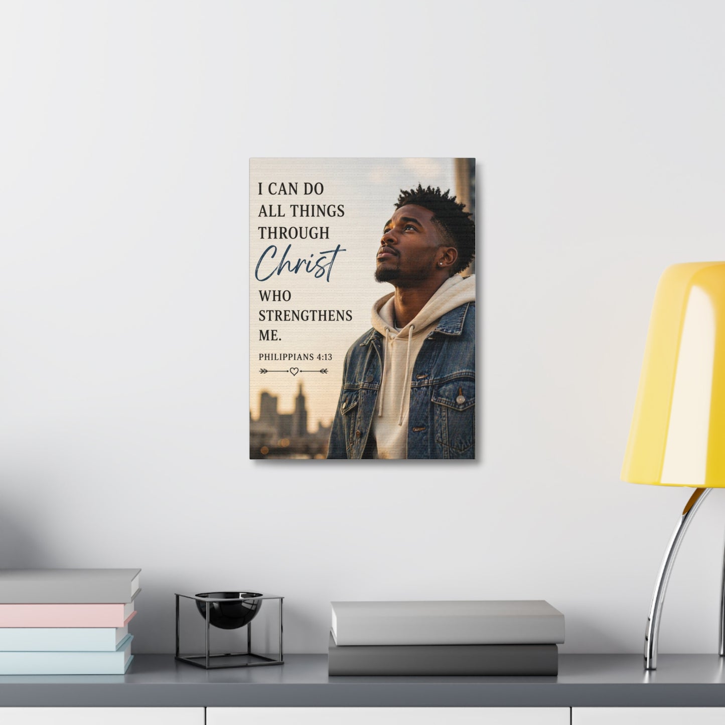 Philippians 4:13 Stretched Canvas – 'I Can Do All Things Through Christ' Inspirational Wall Art