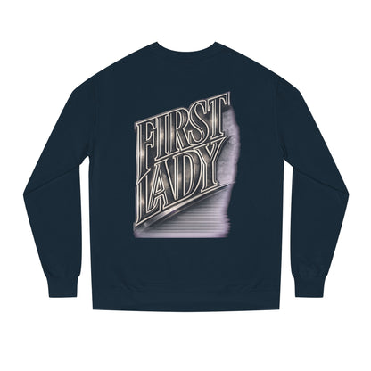 First Lady Graphic Sweatshirt — Retro Metallic Typography Crewneck