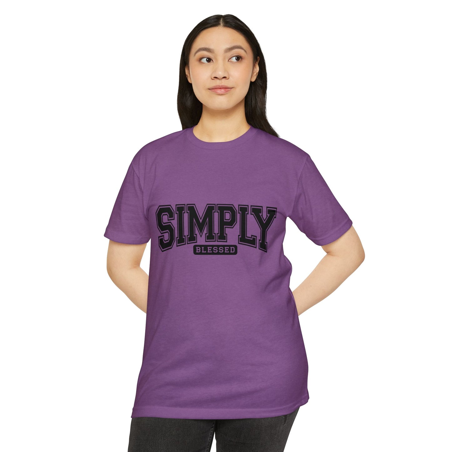 Simply Blessed T-Shirt — Vintage Collegiate Script Faith Tee