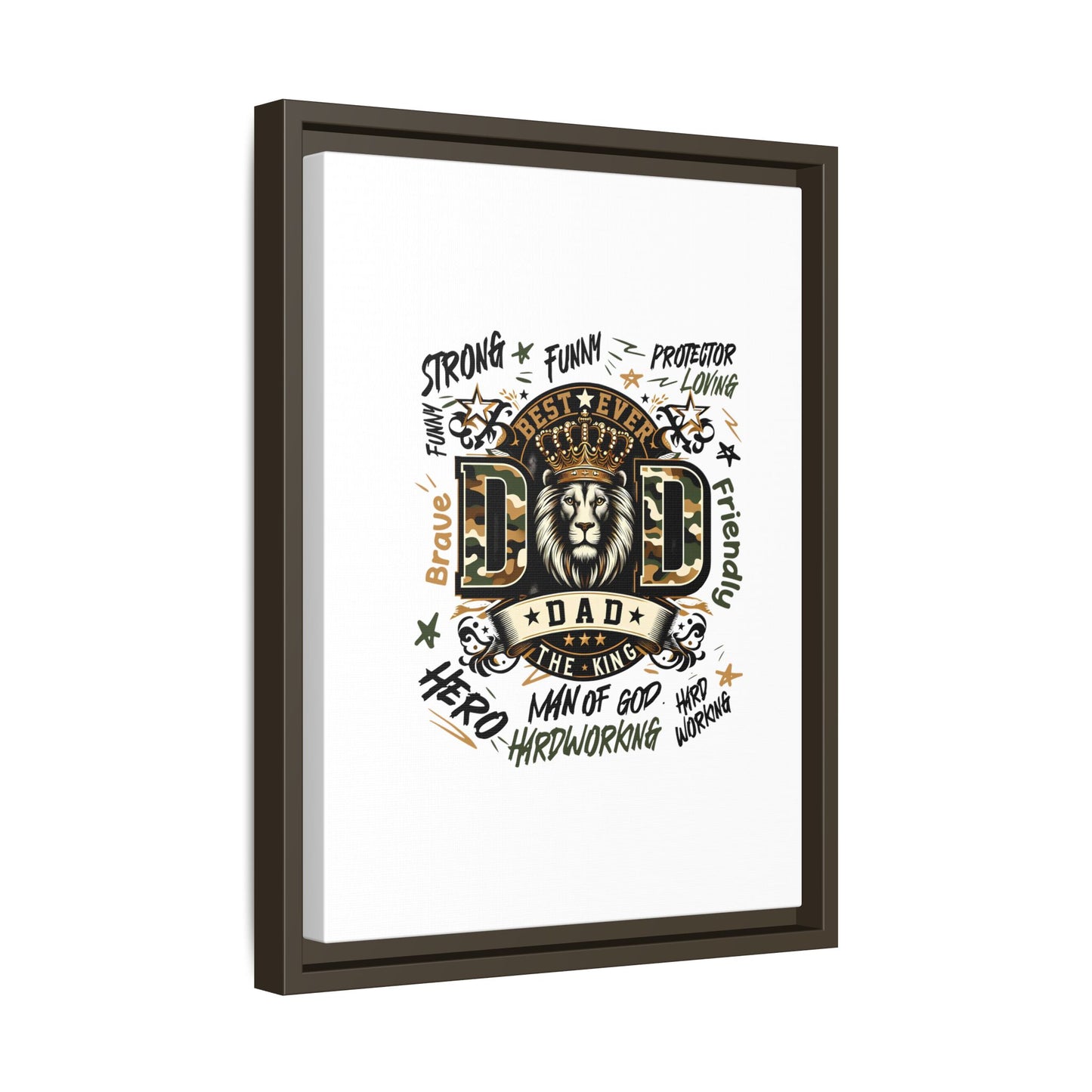 Framed Matte Canvas 'Best Ever DAD' Wall Art – Lion King Design, Father’s Day Gift