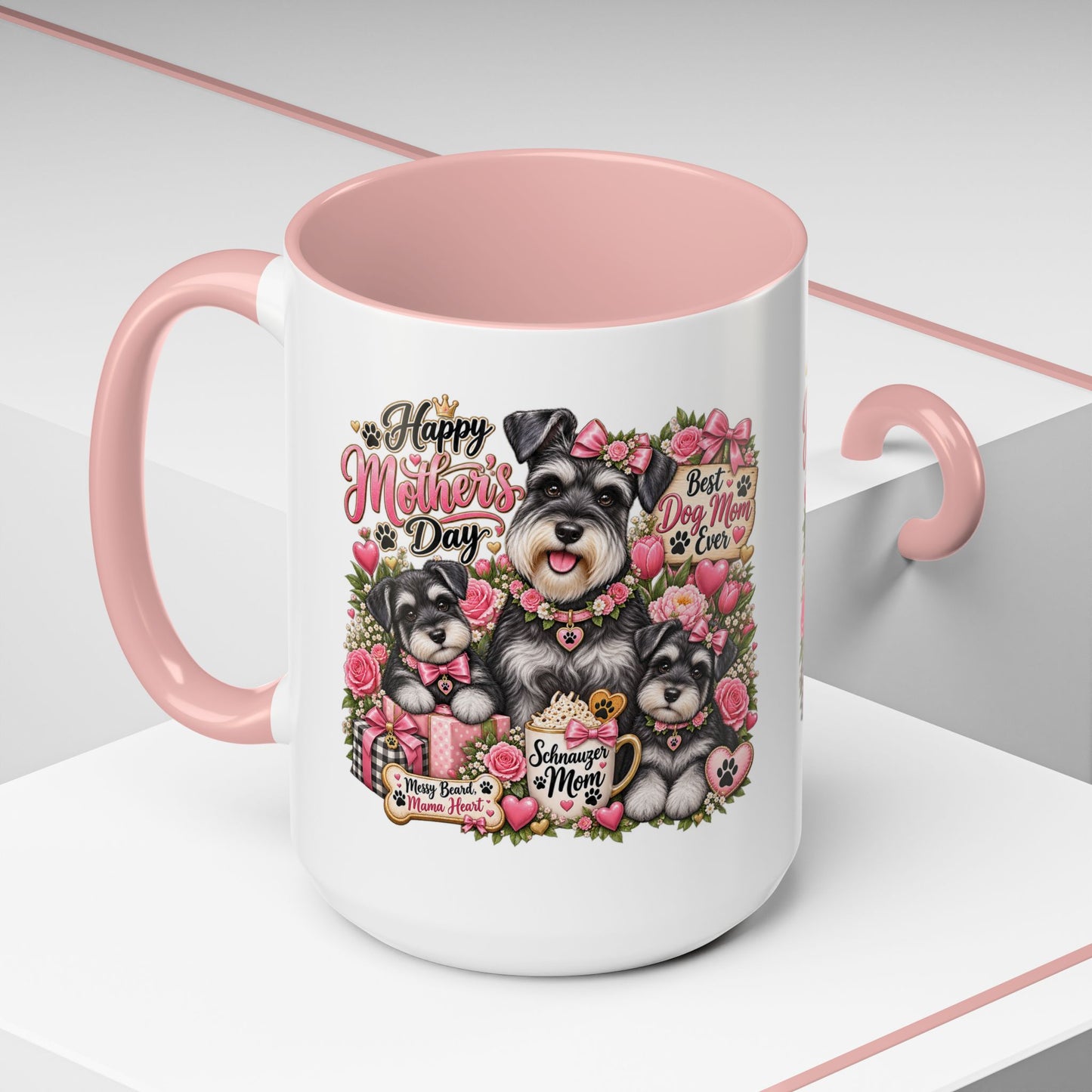Mother's Day Schnauzer Coffee Mug — "Best Dog Mom Ever" Accent Mug (11/15oz)