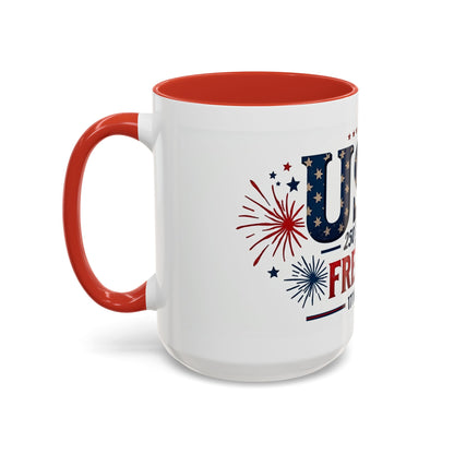 USA 250 Years of Freedom Accent Coffee Mug – 1776–2026 Patriotic Fourth of July Gift