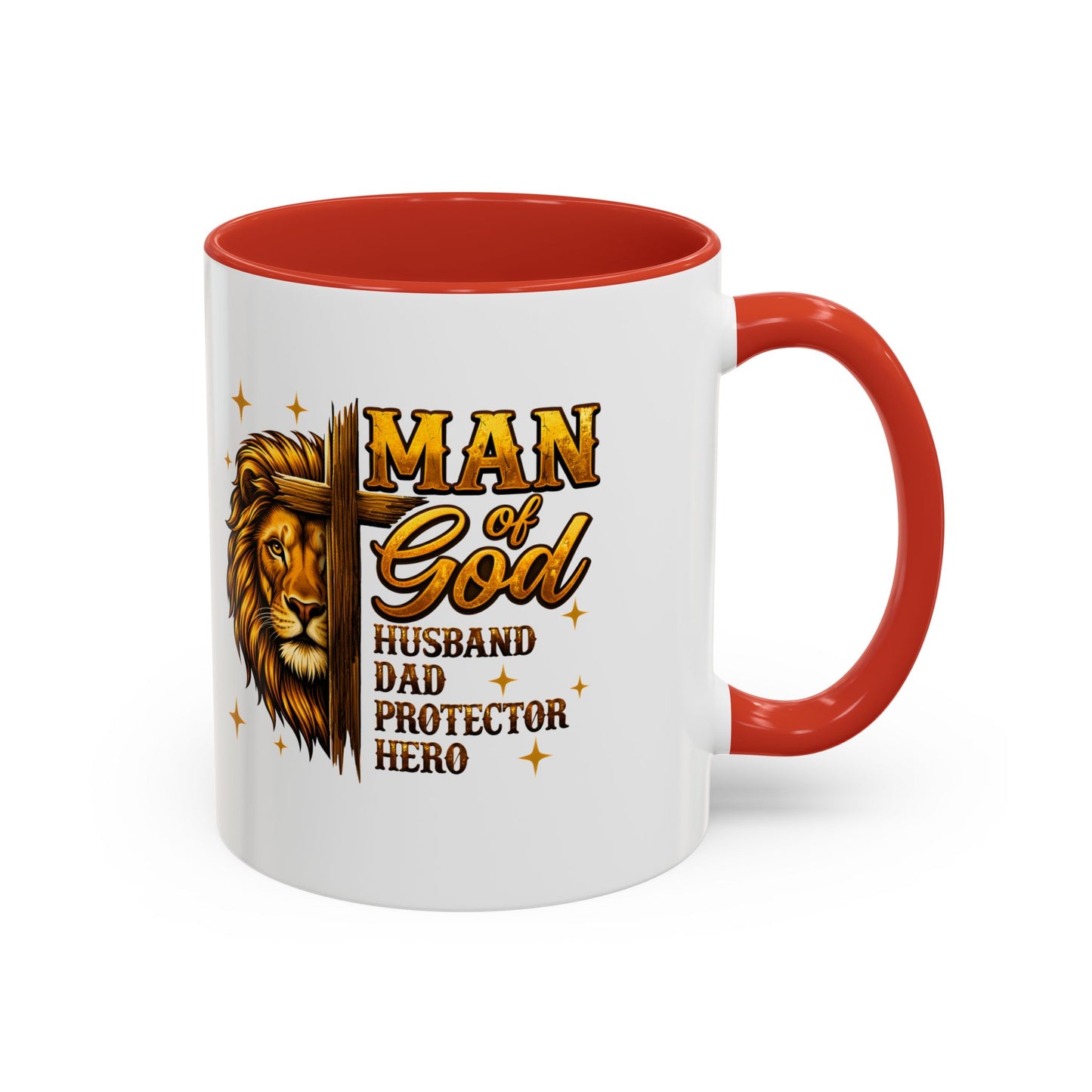Man of God Lion Coffee Mug — 'Man of God' Religious Gift for Husband, Dad, Protector