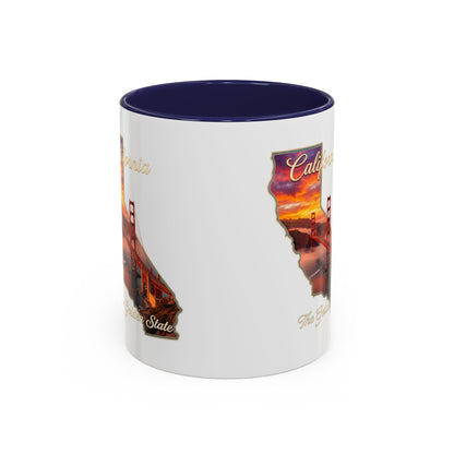 California State Shape Accent Mug – Golden Gate Sunset Coffee Cup (11/15oz)