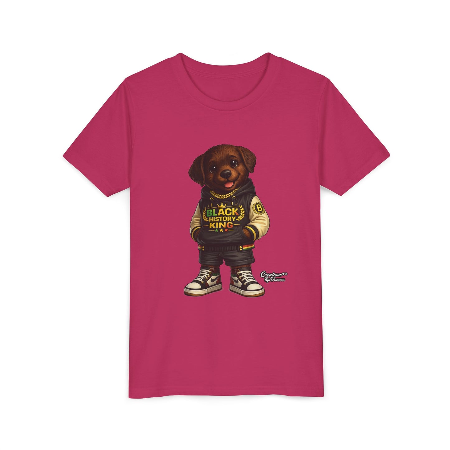 Youth Tee — 'Black History King' Puppy Graphic Shirt