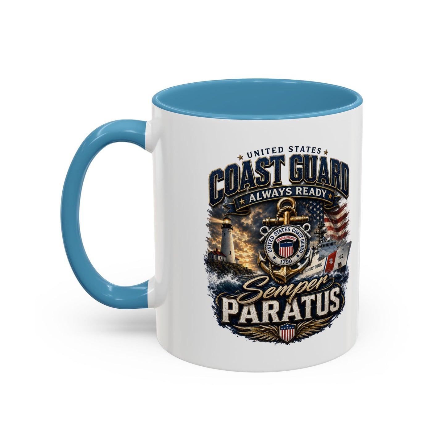 Coast Guard Semper Paratus Accent Coffee Mug – Patriotic Military Gift (11/15oz)