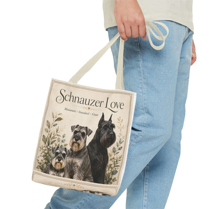 Schnauzer Love Tote Bag — Illustrated Dog Portraits, Miniature Standard Giant