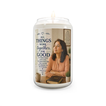 Inspirational Scripture Soy Candle — "All Things Work Together for Good" 13.75oz