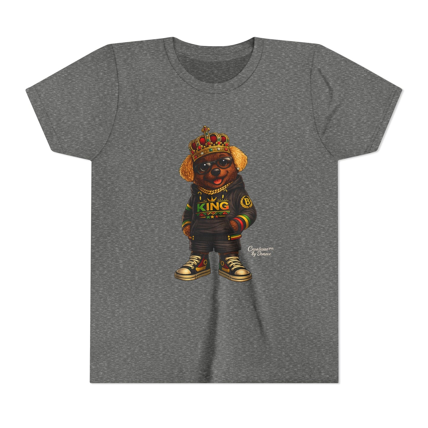 Youth Tee — 'Lil King' Crowned Bear Graphic Shirt