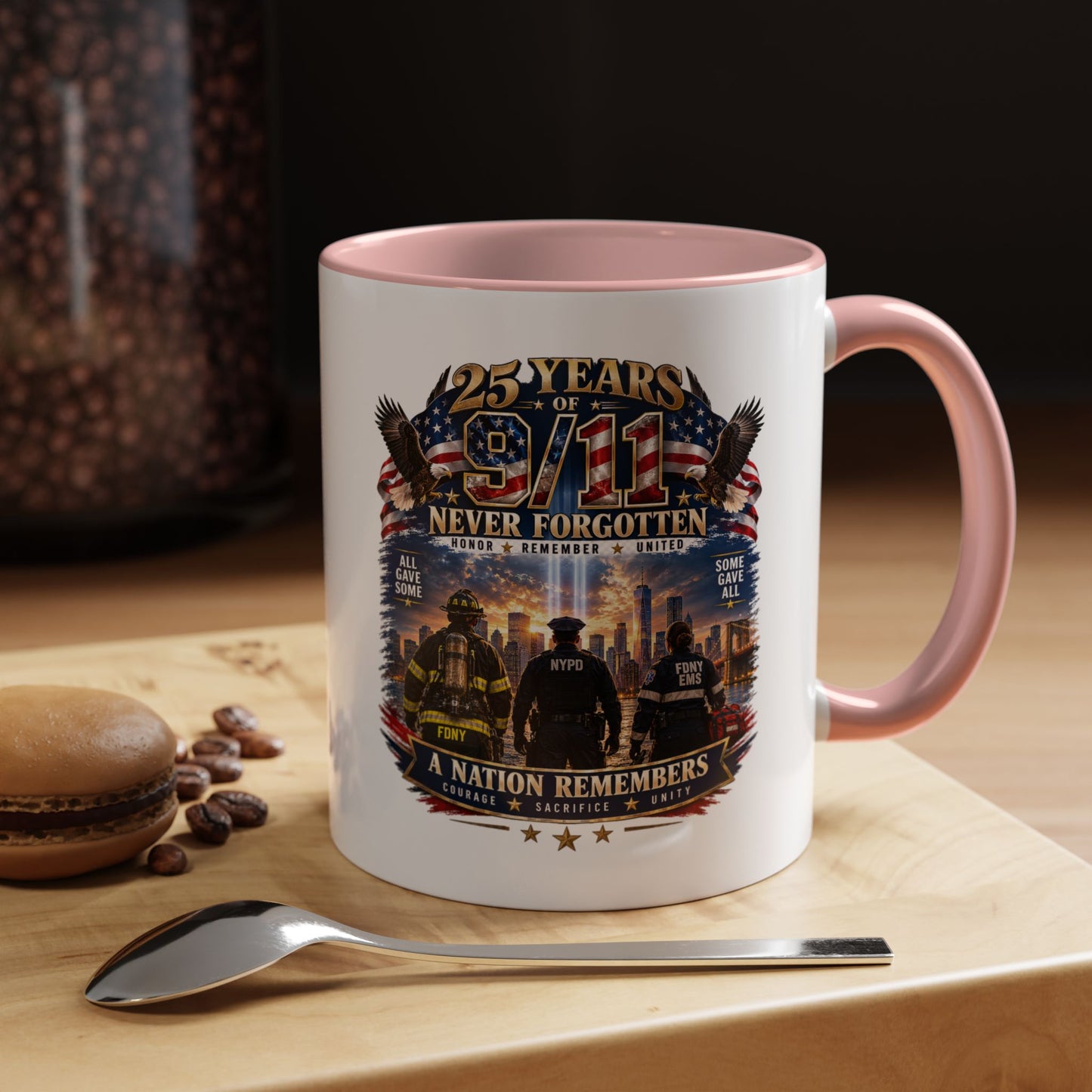 11oz/15oz Coffee Mug — 25 Years of 9/11 Never Forgotten Memorial Design