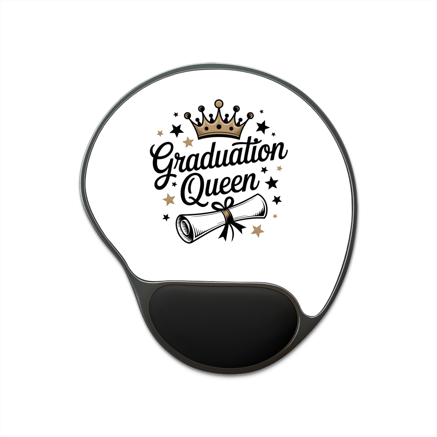 Graduation Queen Mouse Pad with Wrist Rest — Crown & Diploma Design
