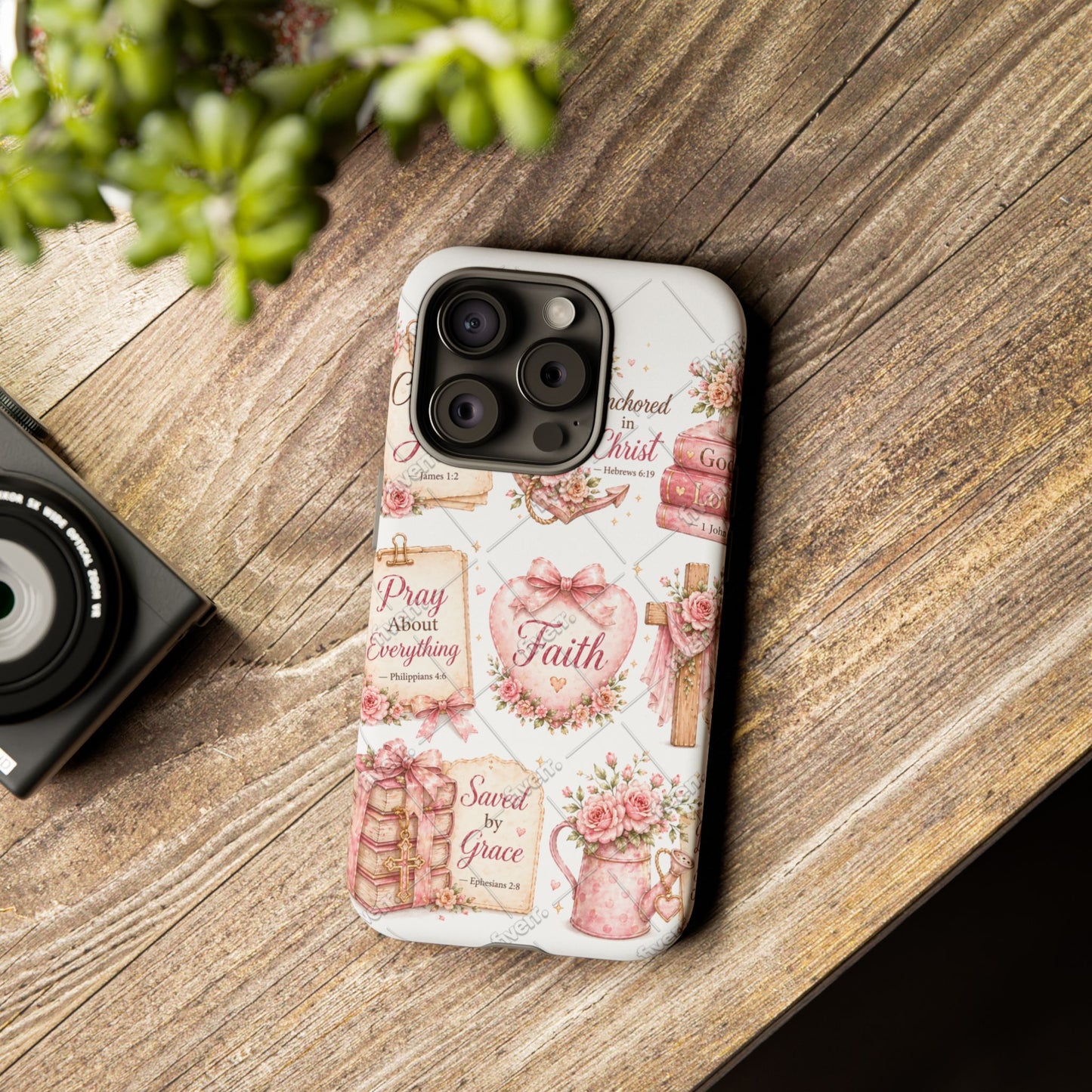 Faith Floral Phone Case – Christian Inspirational Scripture iPhone Cover (Choose Joy, Pray, Faith)
