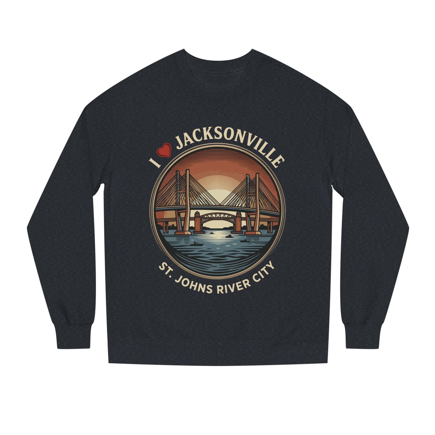Jacksonville Crewneck Sweatshirt — I  Jacksonville St. Johns River City Graphic