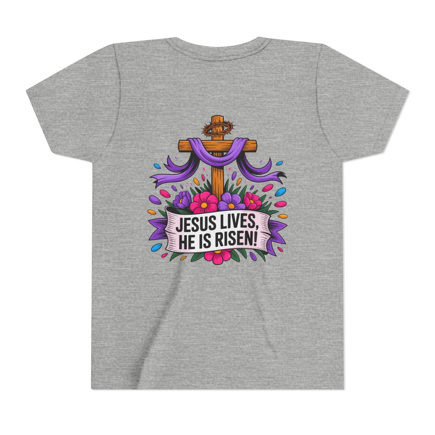 Youth Tee — "Jesus Lives, He Is Risen!" Easter Christian Tee