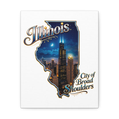 Illinois Canvas Wall Art — "City of Broad Shoulders" Chicago Skyline Stretched Canvas
