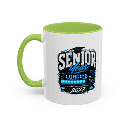 Senior Year Loading 2027 Accent Coffee Mug — Graduation Gift Cup (11/15oz)