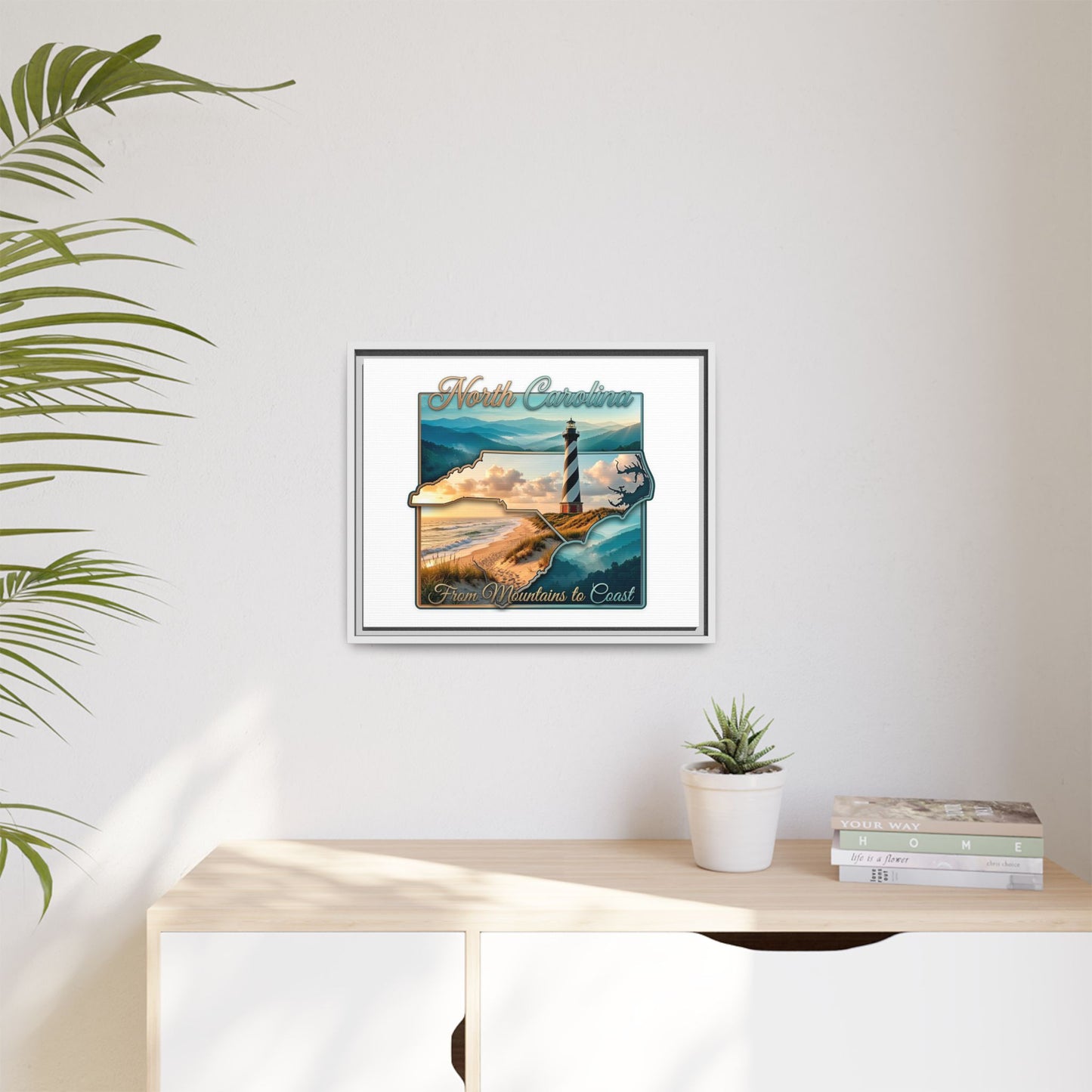 North Carolina Matte Canvas Wall Art — "From Mountains to Coast" Framed Print