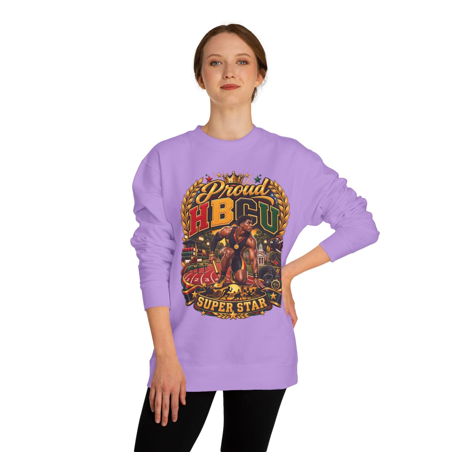 HBCU Proud Crewneck Sweatshirt — "Proud HBCU Super Star" Graphic