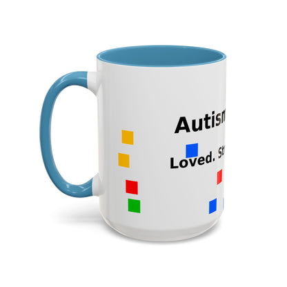 Autism Warrior Accent Coffee Mug – Bold Puzzle Pieces, Proud. Strong. Unique. (11/15oz)