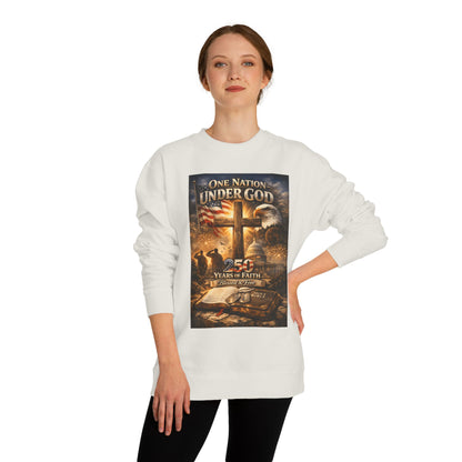 Patriotic Christian Sweatshirt — "One Nation Under God" 25 Years of Faith Crewneck