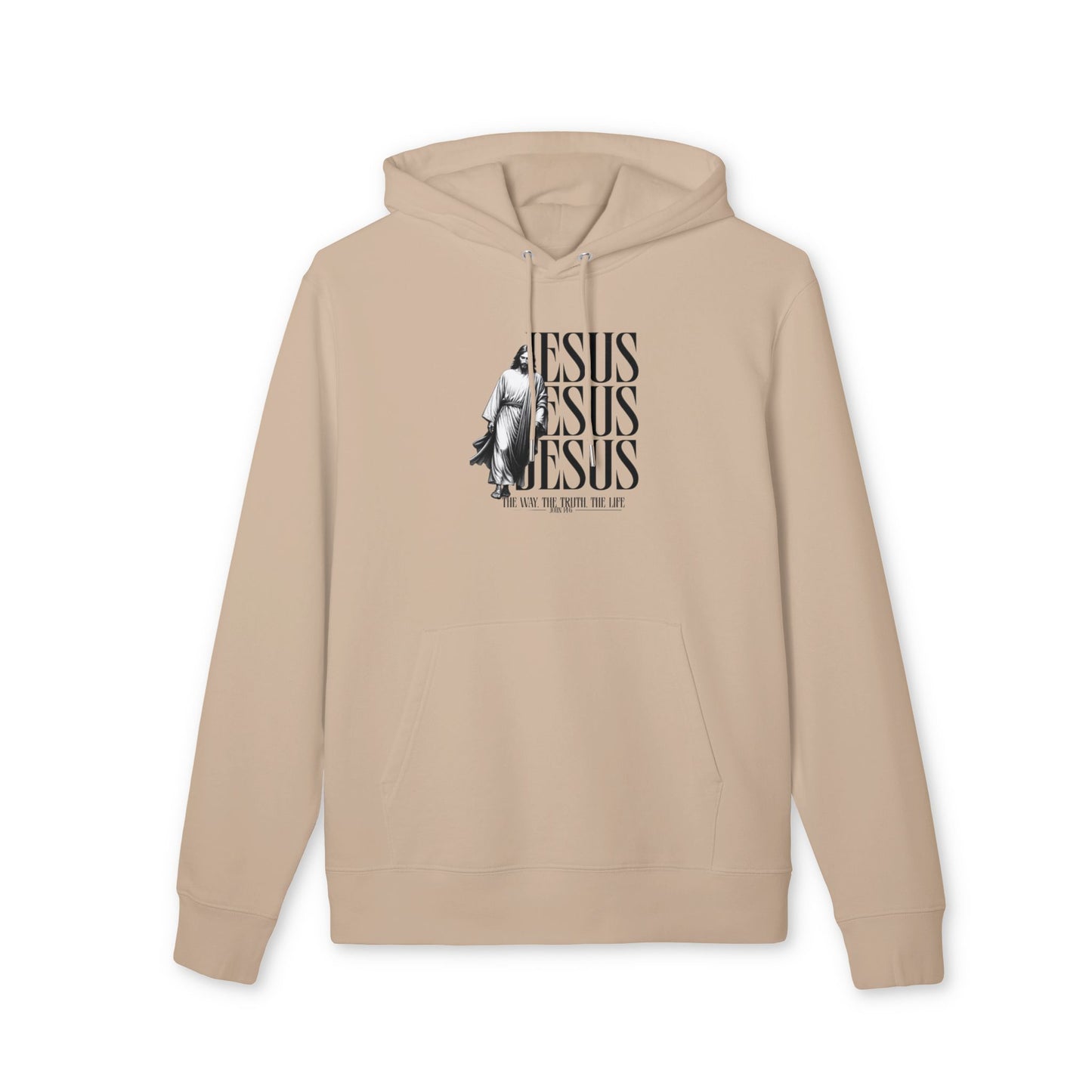 Jesus Repeated Graphic Hoodie — "The Way, The Truth, The Life" Religious Pullover