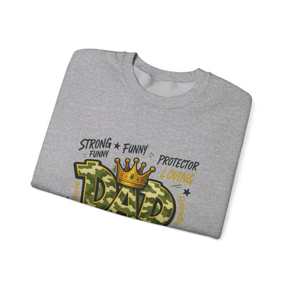 Dad Crown Crewneck Sweatshirt — "DAD" Camouflage Design, Loving, Hardworking Father Gift
