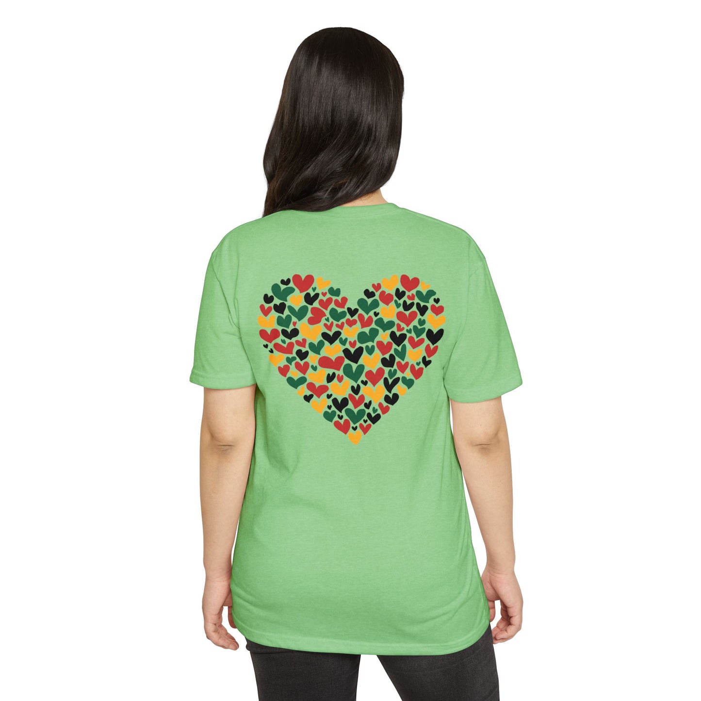 Heart Pattern T-Shirt — Colorful Hand-Drawn Hearts Graphic Tee