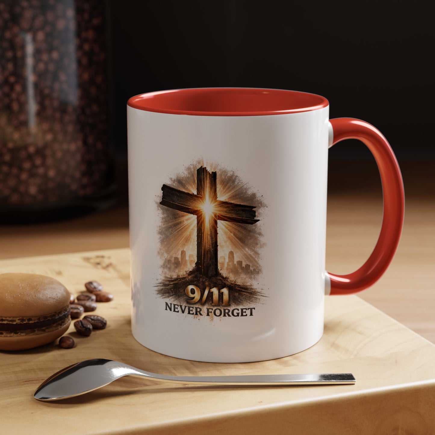 9/11 Never Forget Coffee Mug — Religious Memorial Accent Mug