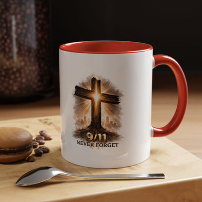 9/11 Never Forget Coffee Mug — Religious Memorial Accent Mug
