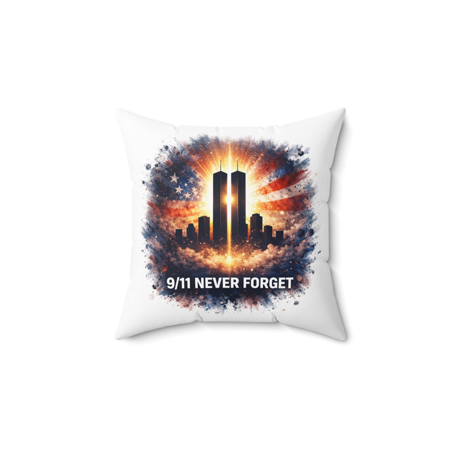 9/11 Never Forget Memorial Pillow — Twin Towers Tribute Throw Pillow